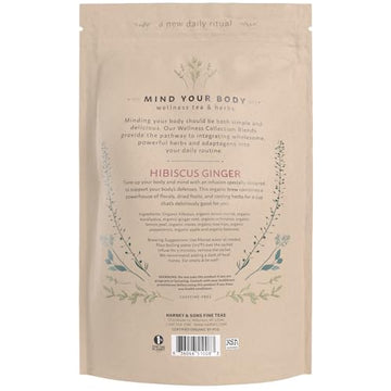 Harney & Sons Organic Hibiscus Ginger Tune-Up Tea  Bag of 50 sachets  50 Count