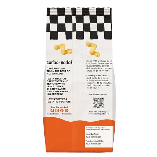 AL DENTE Cavatappi Pasta – Low Carb, High Protein, Pack of 4, 12oz Bags