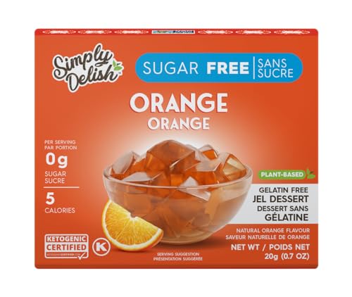 Simply Delish Natural Orange Jel Dessert - Sugar Free, Non Gmo, Gluten Free, Fat Free, Vegan, Keto Friendly - 0.7 Oz (Pack Of 6)