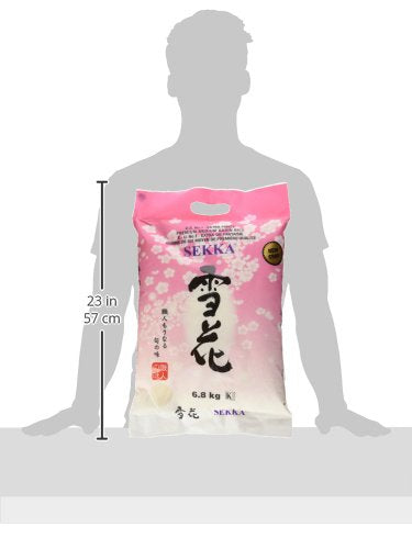 Sekka Extra Fancy Medium Grain White Rice - Japanese Premium Quality, 15 lb (Pack of 1) - Sweet and Chewy, Low Fat