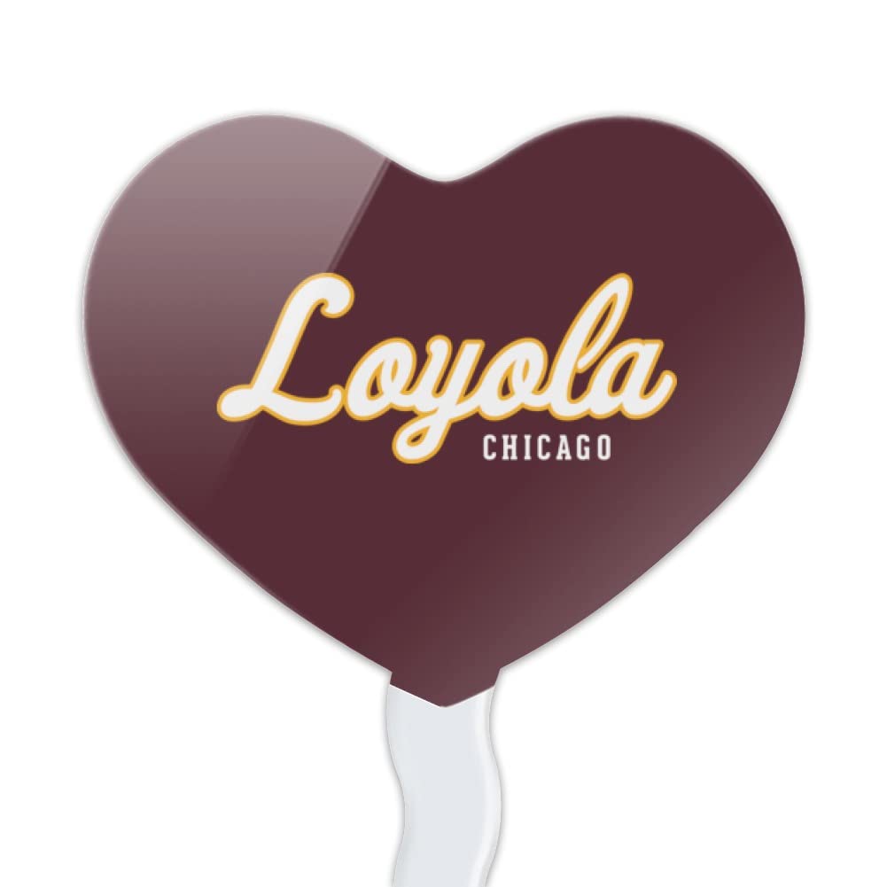 GRAPHICS & MORE Cupcake Picks Set of 6, Acrylic, Heart Design, Loyola University Chicago, One Size
