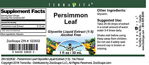 Terravita Persimmon Leaf Glycerite Liquid Extract - 1 oz, No Flavor, 1:5 Ratio