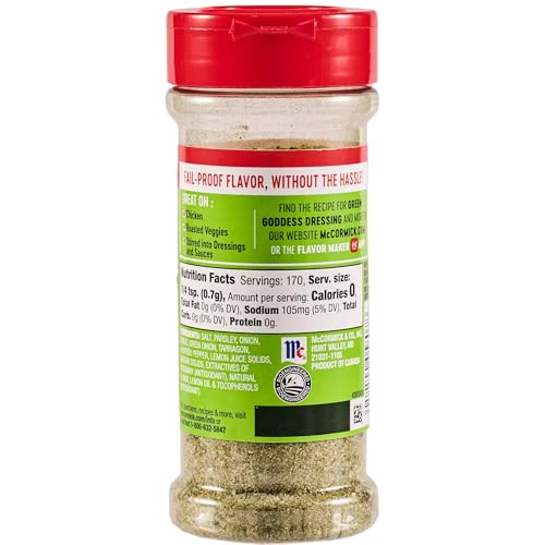 McCormick Perfect Pinch Seasoning  Green Goddess  For Adding Tangy  Herby Flavor to Chicken  Roasted Veggies  Dressings  Sauces & More  4.23 oz