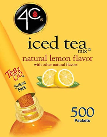 4C Powder Drink Stix, Lemon Tea 500 Count, Bulk Buy, Singles Stix, On The Go, Refreshing Water Flavorings, Value Pack