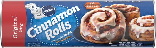 Pillsbury Cinnamon Rolls with Original Icing, Refrigerated Canned Pastry Dough, 8 Ct, 12.4 oz