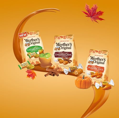 Werthers Original Harvest Caramel Candy Variety Pack - Limited Edition Pumpkin Spice, Caramel Apple & Cinnamon Creme - 3 Bags