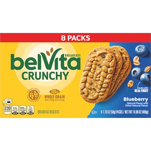 belVita Breakfast Biscuits, Blueberry Flavor, 8 Packs (4 Biscuits Per Pack)