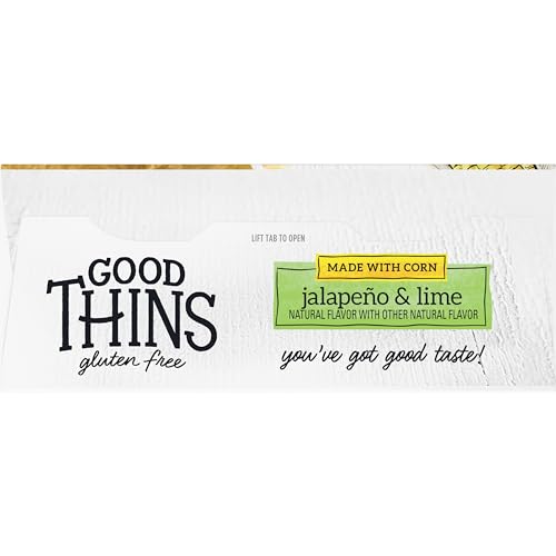 Good Thins Jalapeo & Lime Corn & Rice Snacks Gluten Free Crackers, Bulk Snack Crackers, 6 - 3.5 oz Boxes