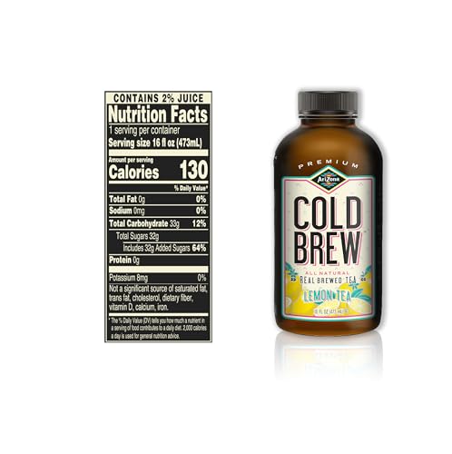 Arizona Cold Brew Lemon Tea - Premium Cold Brew Iced Tea With Cane Sugar (Pack Of 12)