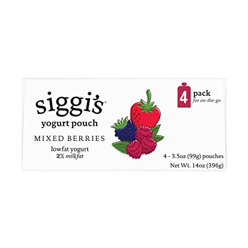 siggis Kids Lowfat Yogurt Pouches, Mixed Berries, 3.5 oz. Each, 4 Ct - 2% Milkfat