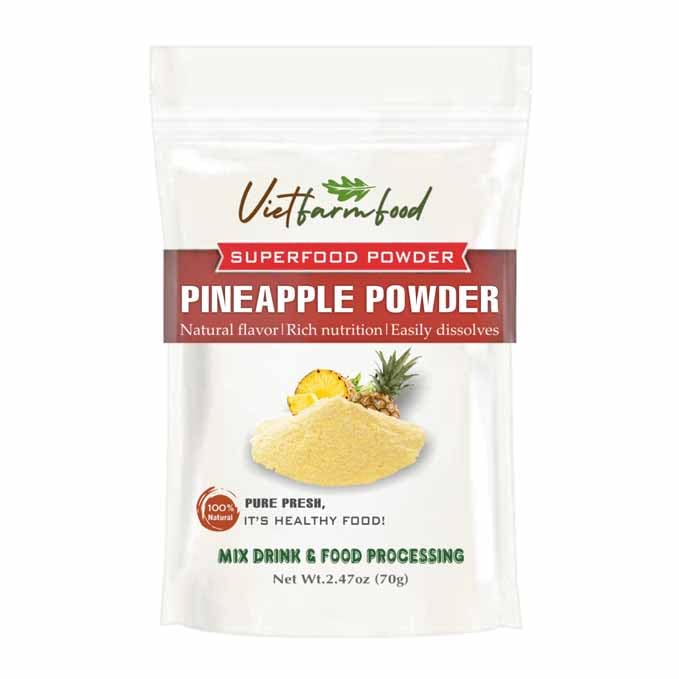 PINEAPPLE POWDER 2.47 Oz (70g) VIETFARMFOOD: Freeze-Dried Extracted From 100% Pure, Sugar-Free. Used To Mix Mixed Drinks Fresh F
