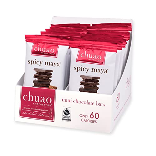 Chuao Chocolatier Spicy Maya Dark Chocolate Mini Bars | Gourmet Chocolate Cinnamon Cayenne Artisan European No Preservatives | For Gift Baskets, Christmas, Valentines Day, Gifts For Women, Men, Birthday, Thank You, Care Package | 24 Pack