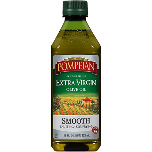 Pompeian Smooth Extra Virgin Olive Oil, First Cold Pressed, Mild and Delicate Flavor, Perfect for Sauteing and Stir-Frying, Natu