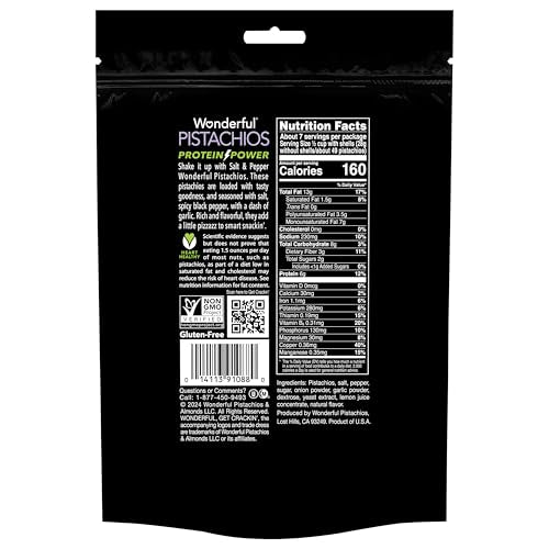 Wonderful Pistachios In Shell, Salt & Pepper Flavored Nuts, 14 Ounce Bag, Protein Snacks, Gluten Free, Healthy Snacks (Pack of 3