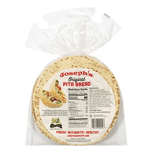 Josephs Original White Pita Bread, 1-Pack, Fresh Baked (4 Pitas per Pack, 11Oz.)