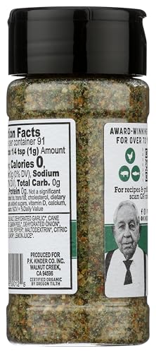 KINDER'S Organic Garlic Herb Sea Salt & Lemon Seasoning, 3.2 Oz - Flavorful All-Purpose Spice Blend for Cooking