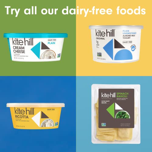 Kite Hill Plain Unsweetened Almond Milk Yogurt, 32 Ounces, Dairy Free, Live and Active Cultures, Gluten Free, Non-GMO, Vegan