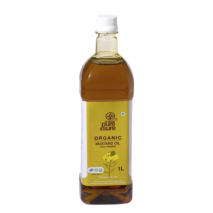 Pure & Sure Organic Mustard (Kachi Ghani) Oil 1 Litre (Pack Of 1) | Cold Pressed & 100% Natural Sarso Tel For Cooking  Hair Care & Skin Care | Rich Flavour And Nutrients | Cholesterol Free