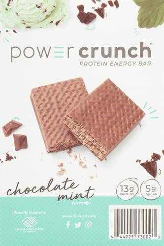 Power Crunch Protein Energy Bar, Chocolate Mint, 1.4-Ounce Bars, 5 Count