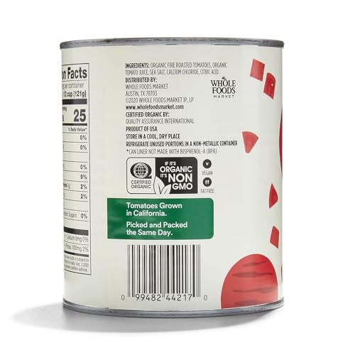 365 By Whole Foods Market, Organic Fire Roasted Diced Tomatoes, 28 Ounce