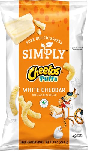 Cheetos Cheese Snacks, Simply White Cheddar Puffs, 8 oz