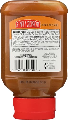 Woeber'S Simply Supreme Honey Mustard, All Natural, Kosher, Gluten Free, 13 Ounce (Pack Of 6)