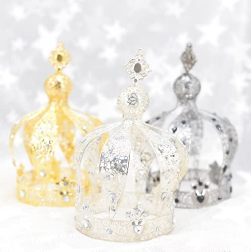 Crown Creative Metal Cake Topper Accessory Baby Shower Birthday Cake Decoration Crown For Boys & Girls Gold