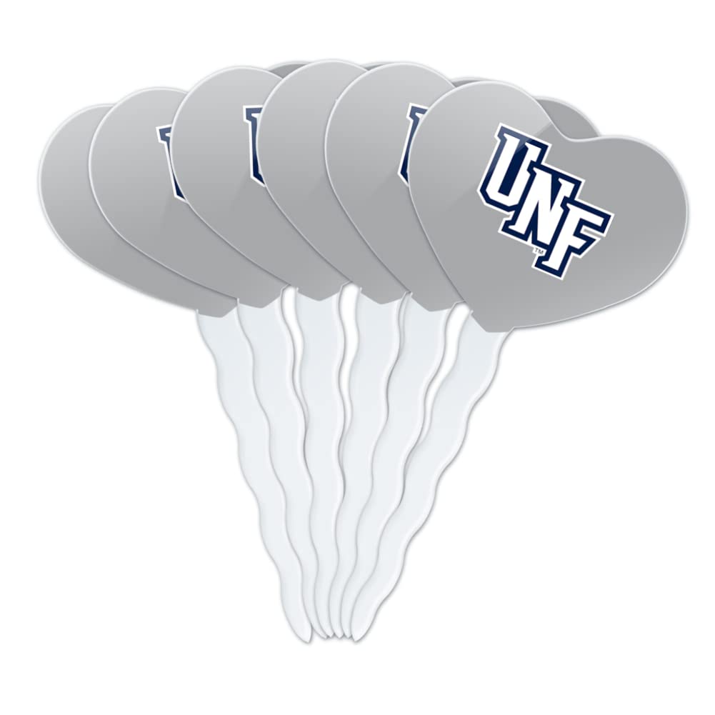 GRAPHICS & MORE Heart Cupcake Picks Set of 6, Acrylic, One Size, University of North Florida, Model CUPCAKE.HEART.CLCUNF.Z007556