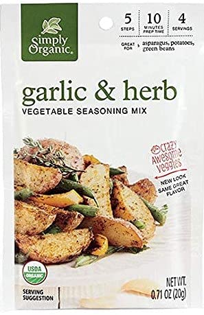 Simply Organic Vegetable Seasoning Mix - Organic - Garlic And Herb - .71 Oz - Case Of 12