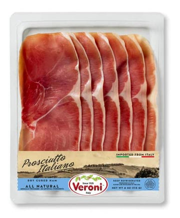 Veroni Pre-sliced Prosciutto Italiano - dry cured ham 4 oz (Pack of 5) by Becro Food (5)