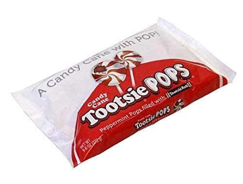 Tootsie Roll Peppermint Candy Cane Tootsie Pops Pack of 3 - 9.6 Ounce - White