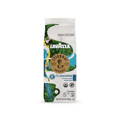 Lavazza ¡Tierra Organic Amazonia Whole Bean Coffee Medium Roast, Floral Notes, 10.5 Oz (Pack Of 6) - Packaging May Vary