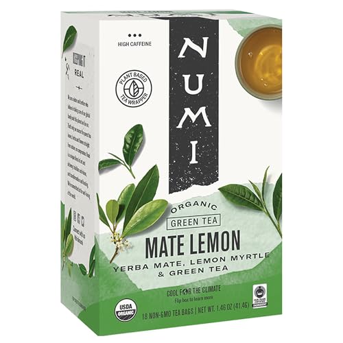 Numi Organic Tea Mate Lemon, 18 Count (Pack of 2), Yerba Mate Green Tea Blend (Packaging May Vary)
