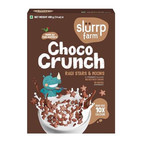 Slurrp Farm Choco Crunch Chocolate Cereal | No Maida, No Refined Sugar, No Added Colour | Ragi Stars and Moons | Healthy Breakfa