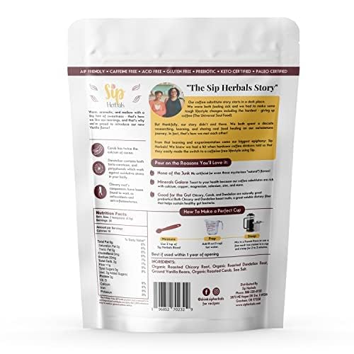 Sip Herbals Organic Coffee Alternative, French Vanilla, Caffeine Free, Chicory & Dandelion, 30 Servings