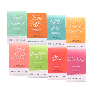 Big Heart Tea Co. Tea Bags Sampler Set - Certified Organic, Ayurvedic Herbal Tea - Small Batch Ground Herbs, Florals, Spices In