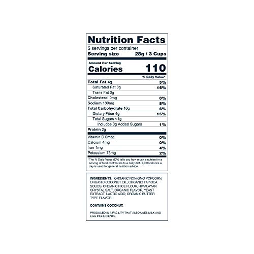 Lesserevil ''No Cheese'' Cheesiness Organic Popcorn, No Artificial Ingredients, Coconut Oil, Pack Of 12, 5 Oz Bags