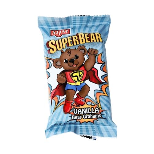 MJM SuperBear Vanilla Grahams - Crunchy Snack - 1 Ounce (Pack of 50)