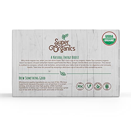 Super Organics Awake Black Tea Pods With Superfoods & Probiotics Keurig K-Cup Compatible Energy  Revitalizing  Refreshing Tea USDA Certified Organic  Vegan  Non-GMO  Natural & Delicious  60ct