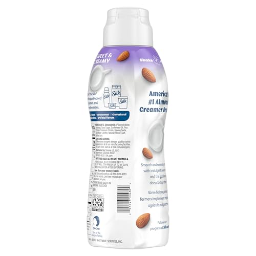 Silk Almond Creamer, Sweet and Creamy, Smooth, Lusciously Creamy Dairy Free and Gluten Free Creamer From the No. 1 Brand of Plan