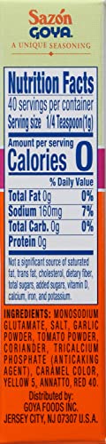 Sazón With Cilantro And Tomato By Goya, Latin Spice Blend For Poultry, Seafood, Meat And Vegetables, All Purpose Mexican Seasoning 1.41Oz Carton