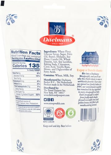 DAELMANS Stroopwafels, Dutch Waffles Soft Toasted, Caramel, Office Snack, Mini Size, Kosher Dairy, Authentic Made In Holland, 1
