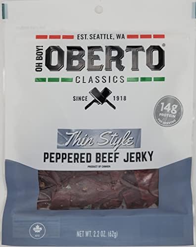 Oh Boy! Oberto Classics Thin Style Peppered Beef Jerky | 2.2 Ounce Per Bag (1)