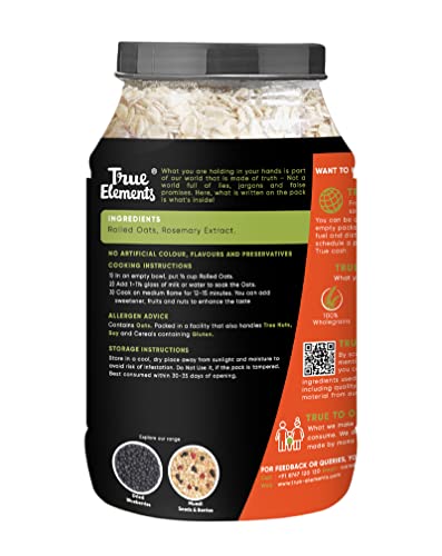 True Elements Rolled Oats 1.2 Kg - Diet Food | 100% Wholegrain Oats | Oats For Weight Management | High Fibre Breakfast | Rich I