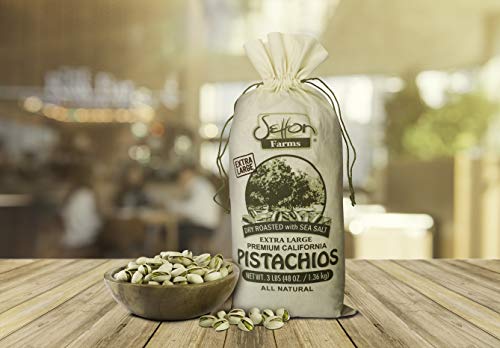 Setton Farms Extra Large Dry Roasted & Salted Pistachios, 48 oz In Shell, Non-GMO, Gluten Free, Vegan, Kosher - 3lb Burlap Gift Bag