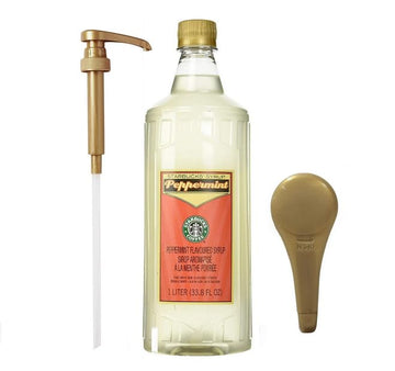 Peppermint Syrup 1 Liter Bottle Bundle - Authentic Syrup  Top-Grade Taste - Perfect For Starbucks Coffee  Lattes  And Desserts With Kk&A Collection Gold Pump