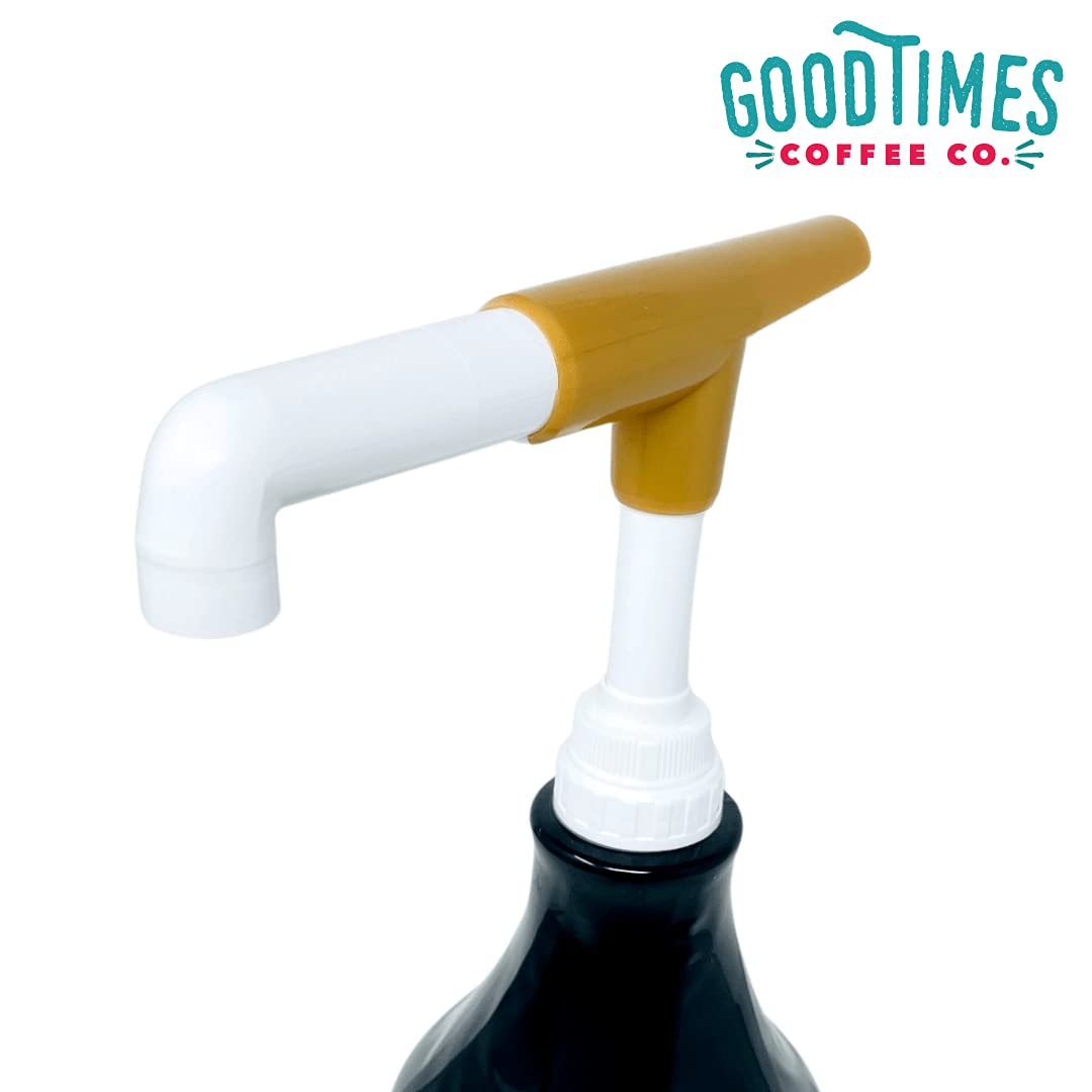 Good Times Coffee Co. Sauce Pump Dispenser for Ghirardelli Bottles, Plastic, Pack of 6, Fits 87.3 to 90.4 Ounce, Gold