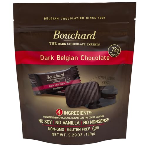 Bouchard Premium Belgian Dark Chocolate 72% Cacao 5.29 OZ (Pack of 4)