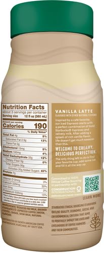 Starbucks Espresso Vanilla Latte Coffee, 40 oz Bottle