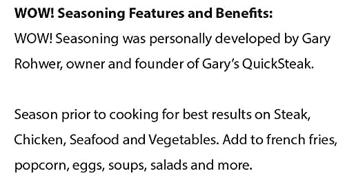Gary's QuickSteak Wow! Seasoning | No MSG | Adds Flavor to Beef, Poultry, Soup, Sandwiches, French Fries, Popcorn and More | Mad